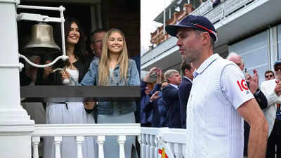 James Anderson's daughters ring bell at Lord's in his farewell match. Watch