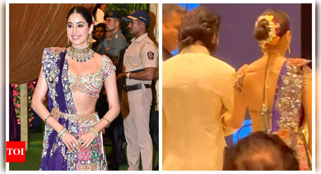 Shikhar Pahariya lets ladylove Janhvi Kapoor have her moment with the paparazzi as they attend puja at Ambani’s residence – WATCH video |