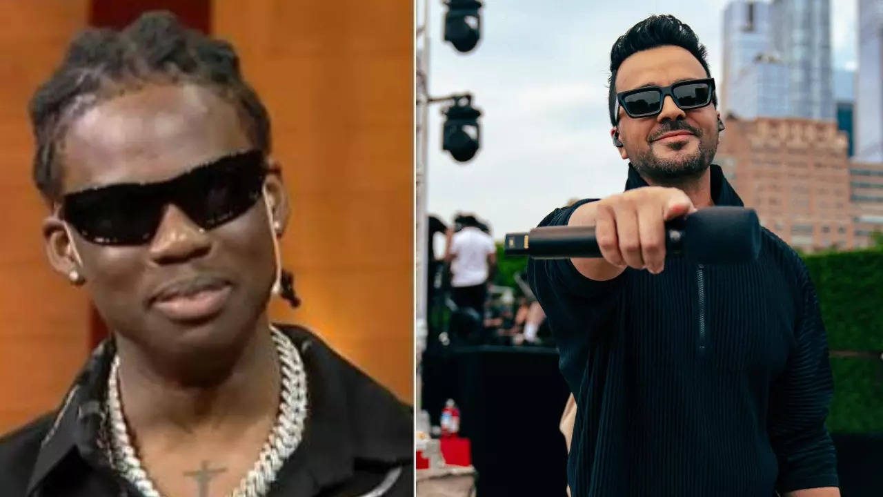 “Calm Down” singer Rema and “Despacito” star Luis Fonsi perform at the celebration