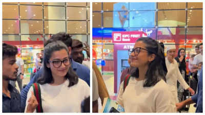 Rashmika Mandanna gets mobbed by fans, handles it with grace