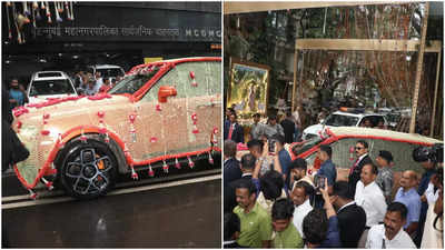 Anant Ambani's baarat leaves from Antilia to the wedding venue in a flower clad car - WATCH video