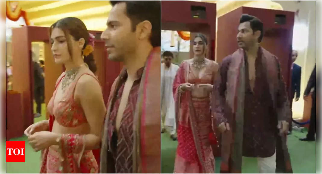 Anant Ambani and Radhika Merchant’s wedding: New dad Varun Dhawan arrives without wife Natasha Dalal; Kriti Sanon accompanies him – WATCH | Hindi Movie News