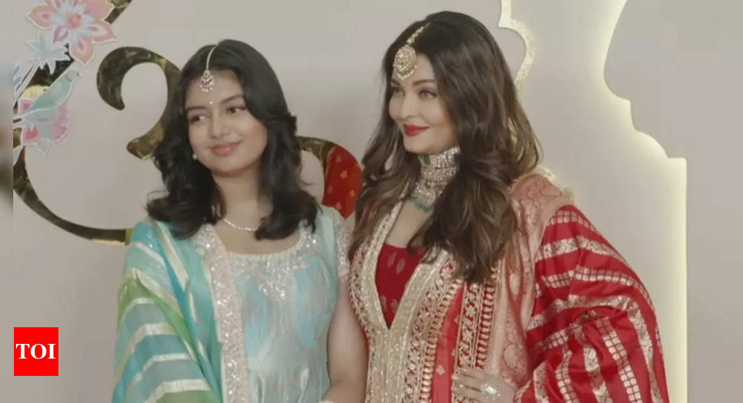 Anant Ambani and Radhika Merchant’s wedding: Aishwarya Rai Bachchan and daughter Aaradhya look elegant as they pose together on the red carpet | Hindi Movie News