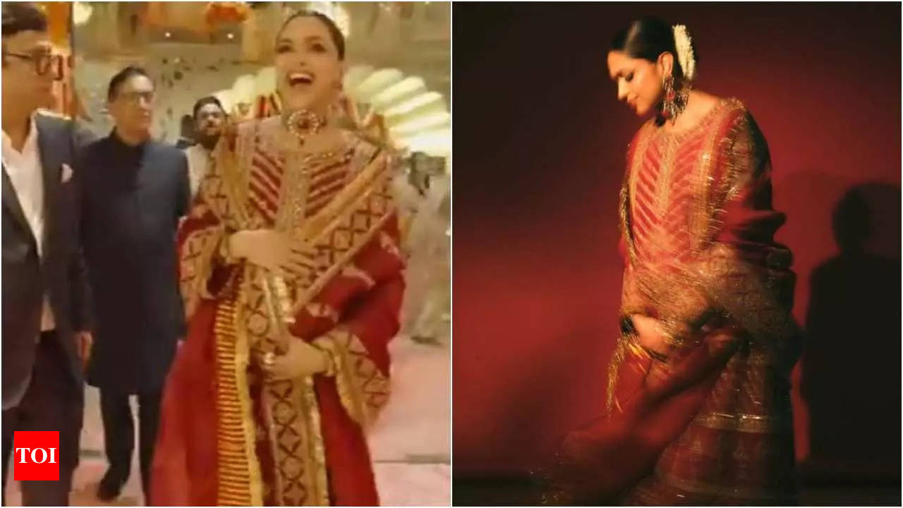 Anant Ambani and Radhika Merchant wedding Deepika Padukone s red anarkali costs about Rs 1.45 lakh Hindi Movie News Times of India