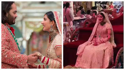 Bride Radhika Merchant gets emotional during fairytale entry; Groom Anant Ambani holds parents Nita and Mukesh's hand - WATCH