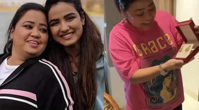 Jasmin Bhasin gifts gold earrings to close friend and comedian Bharti Singh for her birthday; the latter expresses gratitude