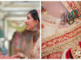 Radhika wore a personalised 'AR brooch' on her 'Panetar' wedding lehenga