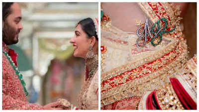 Radhika Merchant wore a personalised 'AR brooch' on her 'Panetar' wedding lehenga and a stunning AR ring too!