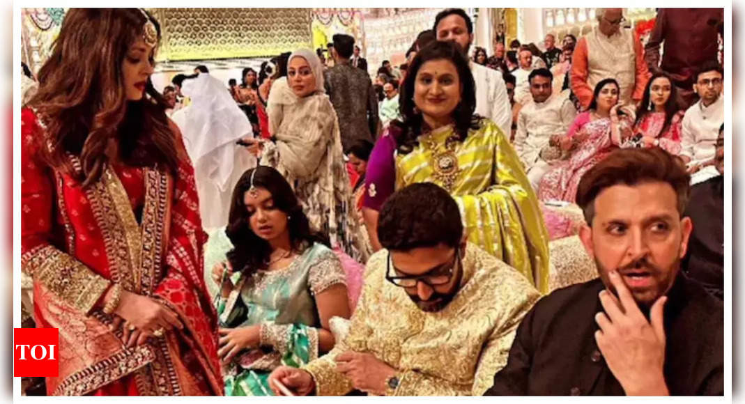 After arriving separately at Anant Ambani-Radhika Merchant’s wedding, Aishwarya Rai, Abhishek Bachchan and Aaradhya were seen sitting together – See viral photos |