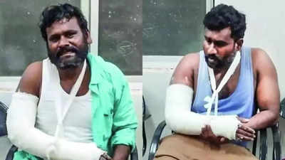 Two rowdies break hands as they try to escape from Chennai police