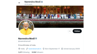 PM Modi's 'X' followers cross 100 million, more than Taylor Swift or Trump