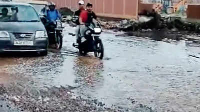 Highway not repaired for months, potholes now filled with rainwater