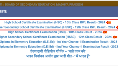 MP Board Class 10, 12 RWL Result 2024 declared at mpresults.nic.in: Check direct link here