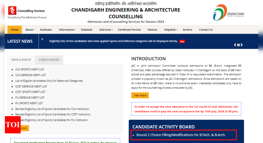 JAC Chandigarh Counselling 2024: Round 2 Choice Filling Process For ...