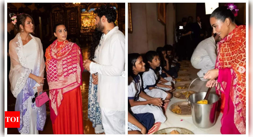 Kim Kardashian and sister Khloe Kardashian visits ISKCON temple with Jay Shetty; feed underprivileged children: Pics Inside |