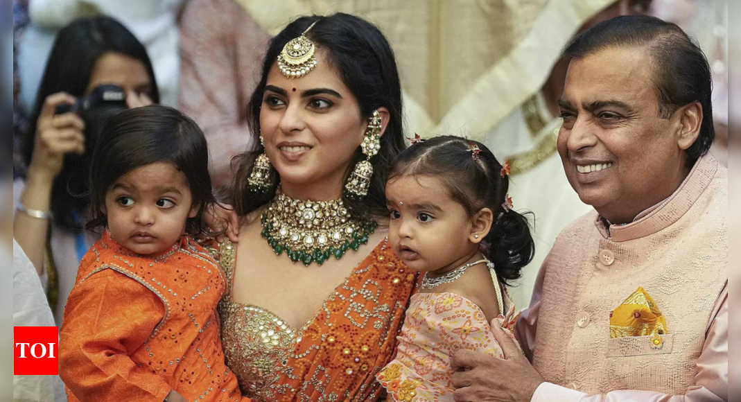 Isha Ambani’s twins, Aadiya and Krishna, share a special bond with Mukesh Ambani