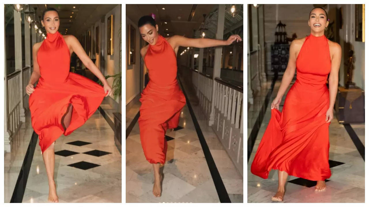 Kim Kardashian had the BEST TIME in Mumbai for the Ambani wedding and these  pics of her running in H๏τel corridor barefoot are proof! | - Times of India