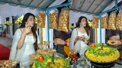 Exclusive: Hiba Nawab treats the cast and crew with a Pani Puri cart, says "The first time I had pani puri in Mumbai was when I was 11"