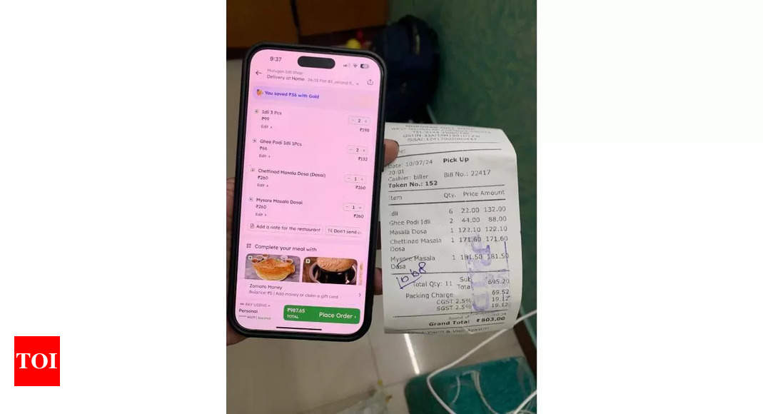 The Rs 184 difference in Zomato, restaurant bills has 'divided' internet