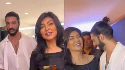 Rohman Shawl protects Sushmita from the crowd as fan tries to take selfie with her, netizens call him the 'greenest flag'