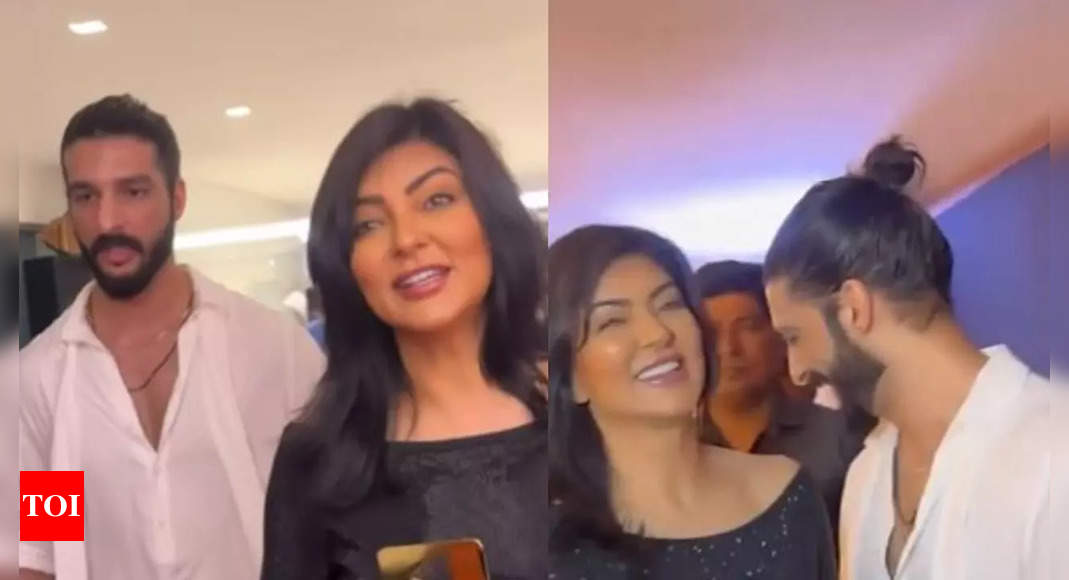 Rohman Shawl protects Sushmita from the crowd as fan tries to take selfie with her, netizens call him the ‘greenest flag’ | Hindi Movie News