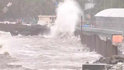 Watch: High tide hits Mumbai coast amid heavy rainfall