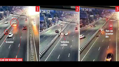 Watch: Car on wrong side of Delhi-Meerut Expressway crashes into scooter, woman and son die