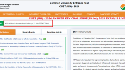 CUET UG 2024 provisional answer key for July 19 exam released: Check direct link here