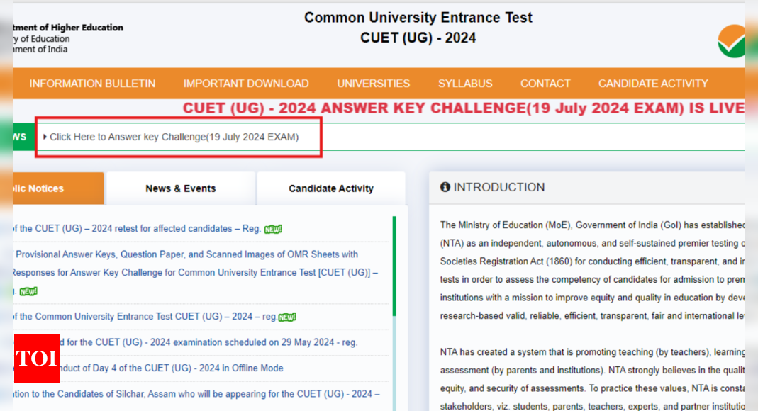 CUET UG 2024 provisional answer key for July 19 exam released: Check direct link here