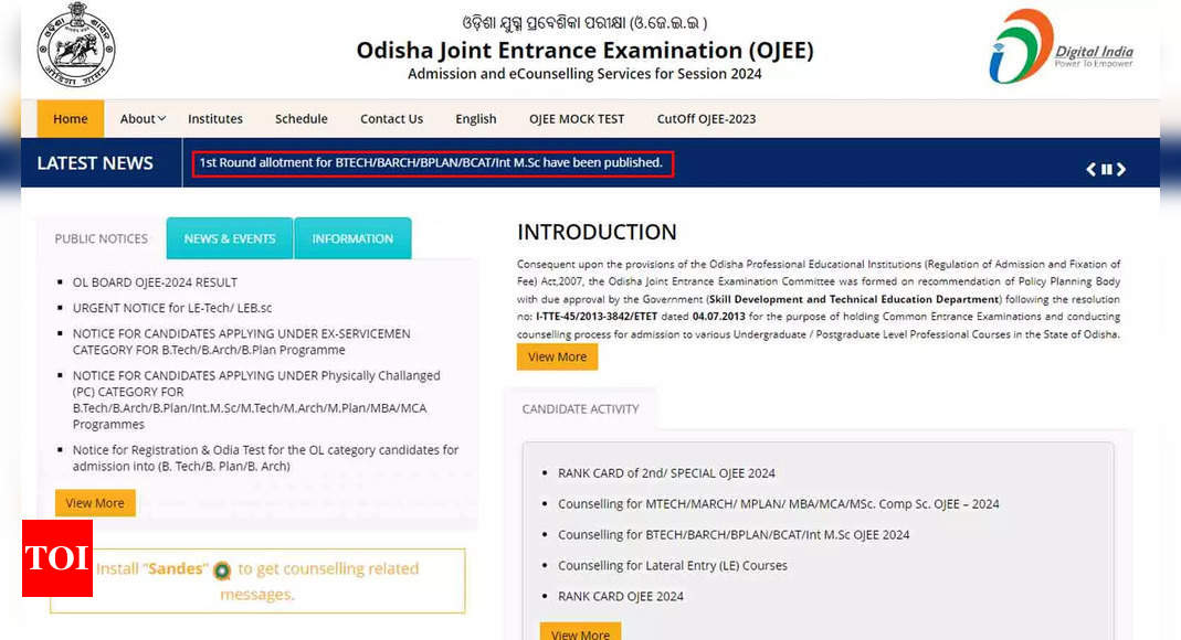 OJEE 2024 Counselling: Round 1 Seat Allotment Announced at ojee.nic.in, Download Here