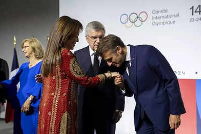 Nita Ambani stuns in red suit at 2024 Paris Olympics opening ceremony