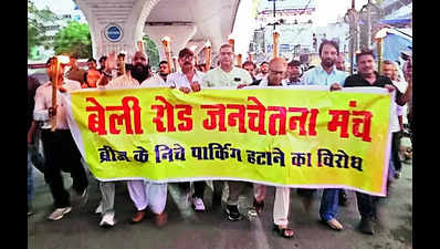 Locals protest demolition of parking space under flyover