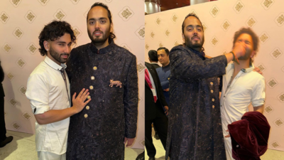 Anant Ambani playfully pulls Orry's nose in candid clicks from the wedding festivities