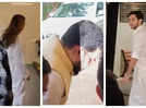 Abhishek Bachchan visits Sajid Khan to offer him condolences sans Aishwarya Rai; Shweta and Agastya Nanda join - WATCH videos