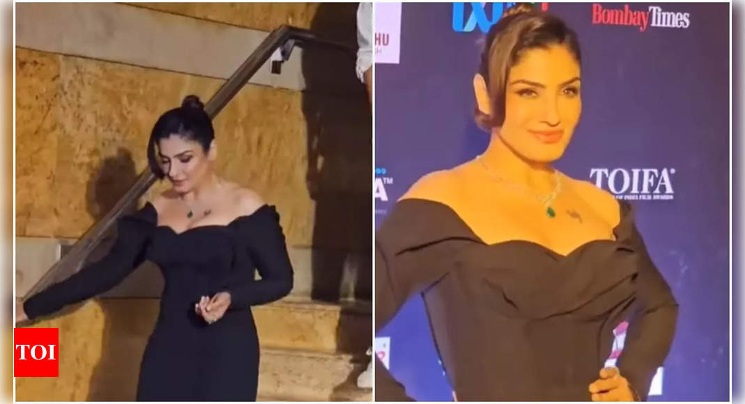 TOIFA OTT Awards 2023: Raveena Tandon grab eyeballs as she channels her inner Madonna in a stunning black gown on the red carpet – WATCH | Hindi Movie News