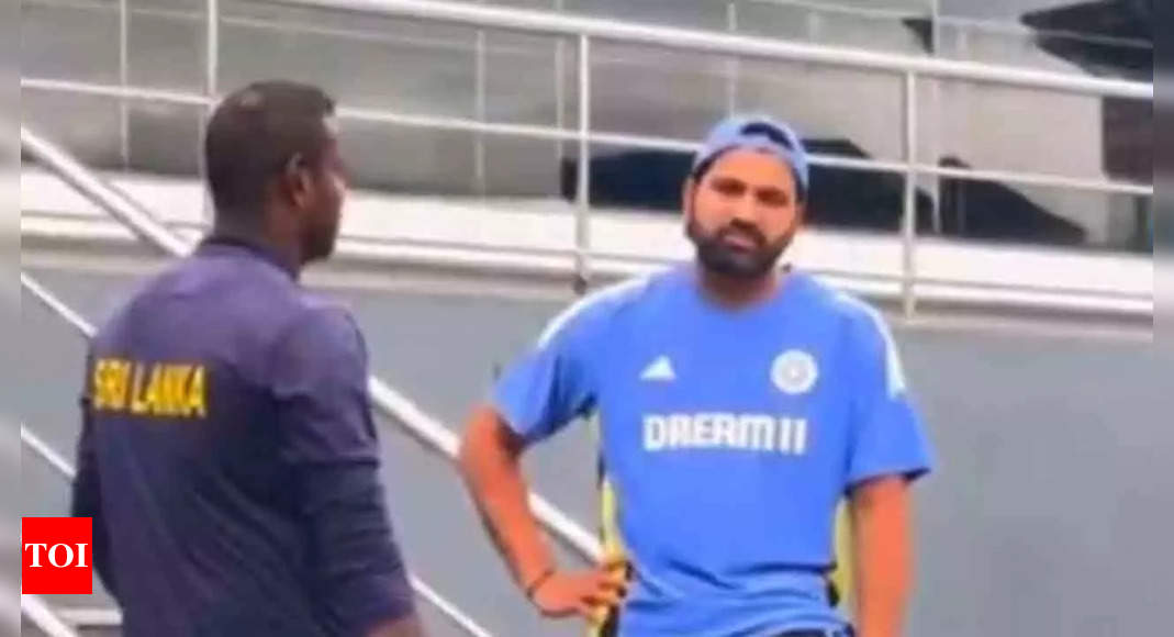 Rohit Sharma Meets Angelo Mathews Before Sri Lanka ODIs