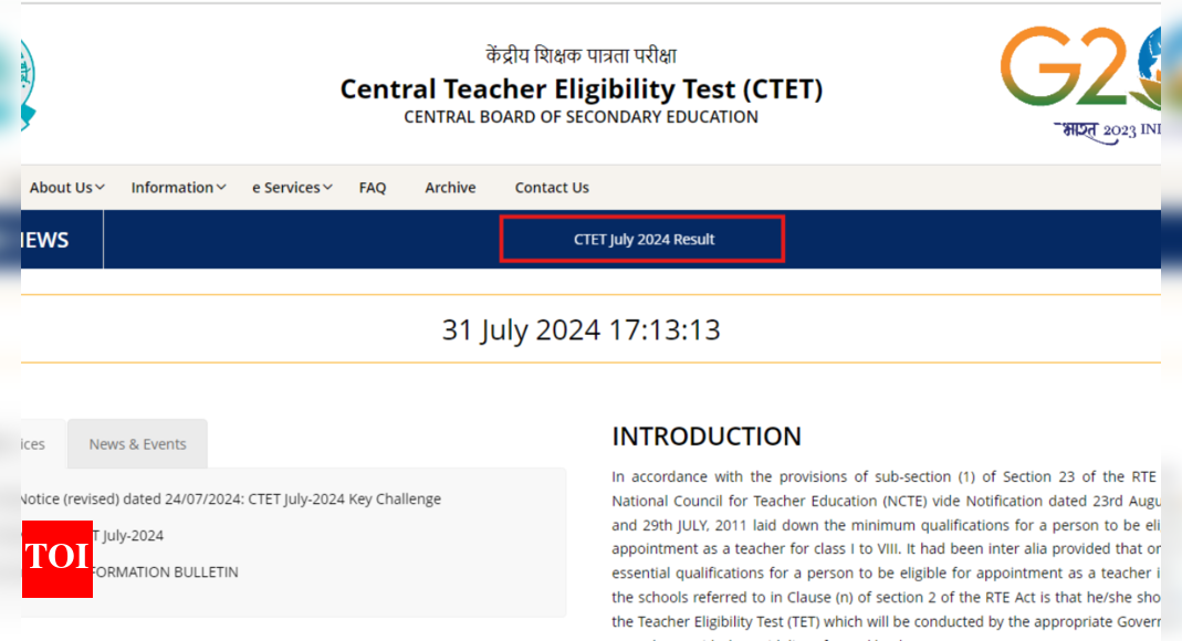 CTET July Result 2024 declared: Check direct link here
