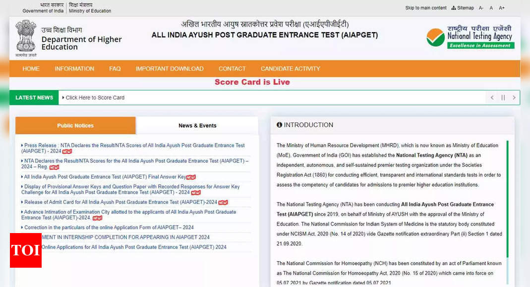 NTA Declares AIAPGET 2024 Results at exams.nta.ac.in/AIAPGET: Check Direct Link Here