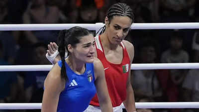 Watch: Opponent refuses to shake hands with 'biological male' Imane Khelif  after 46-second loss | Paris Olympics 2024 News - Times of India