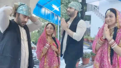 Megha Barsenge actors Kinshuk Mahajan and Neha Rana seek divine blessings at a Gurudwara in Chandigarh ahead of the show launch - Times of India