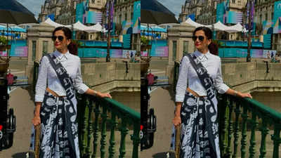 Taapsee Pannu stuns in sarees at Paris Olympics 2024, supports husband Mathias Boe