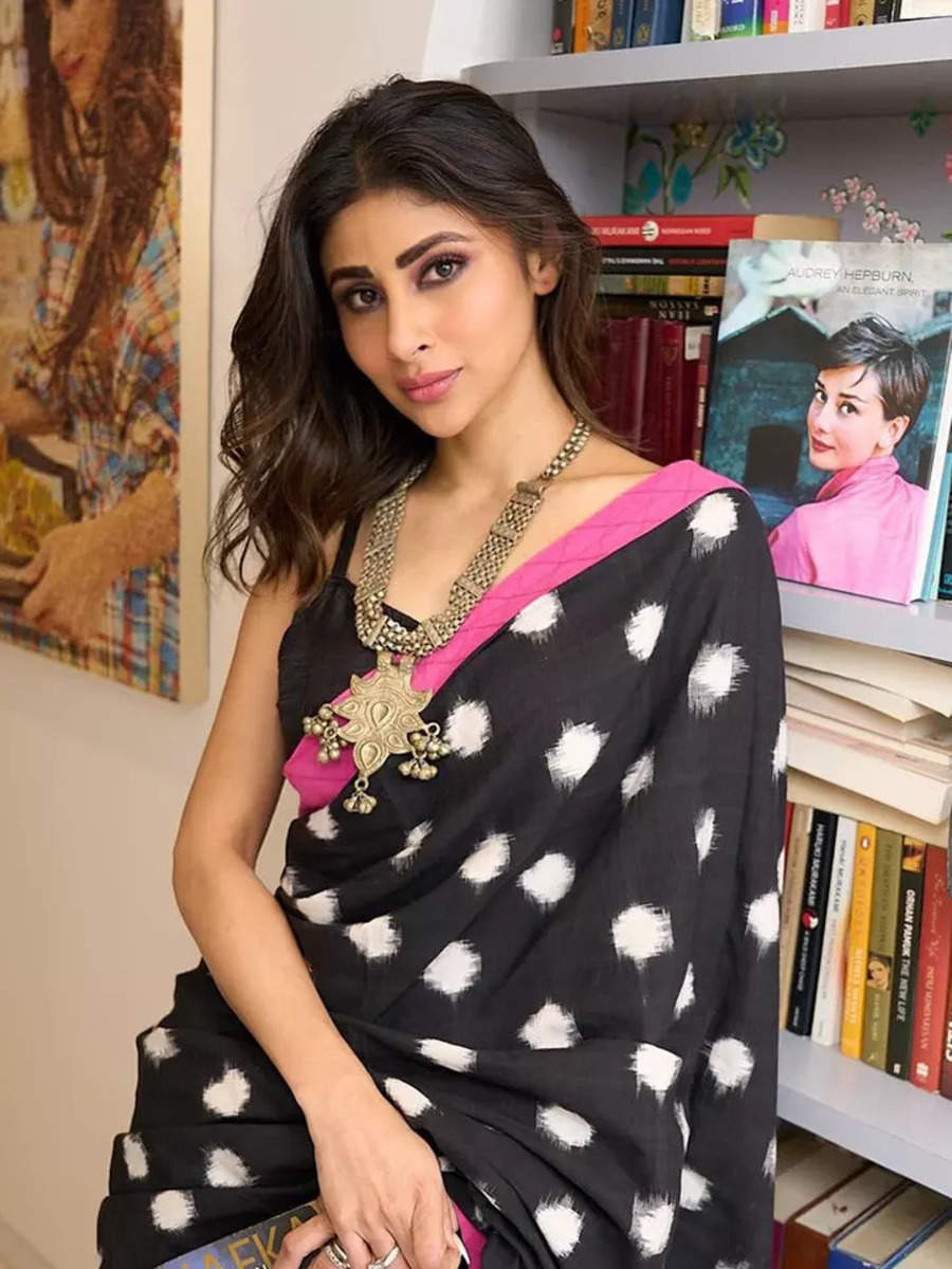 Mouni Roy in polka dot saree