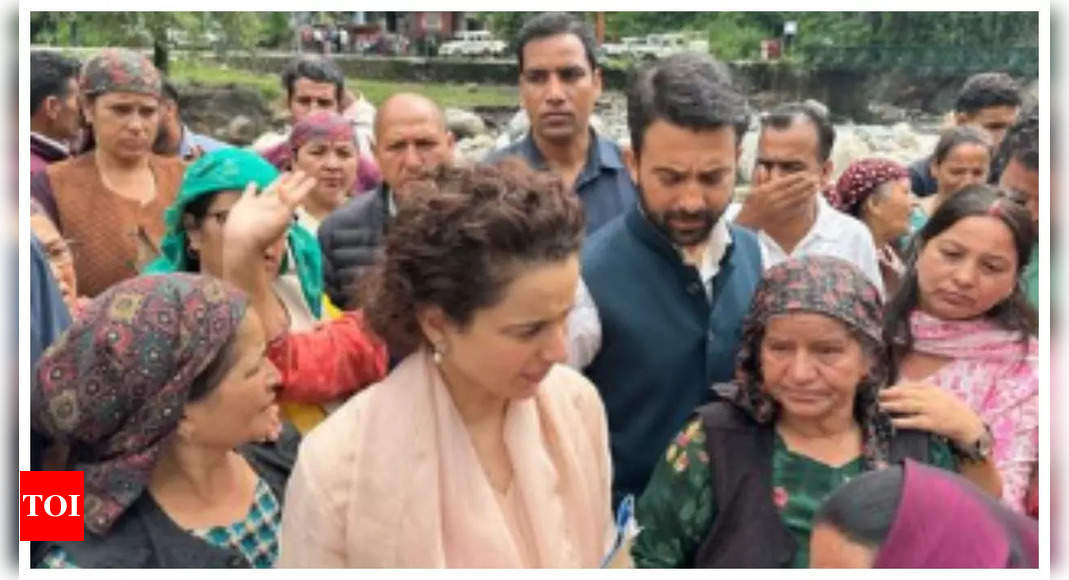 Kangana Ranaut visits flood affected areas in Himachal Pradesh, shares pics, ‘ Humans are so vulnerable before the nature ‘ | Hindi Movie News