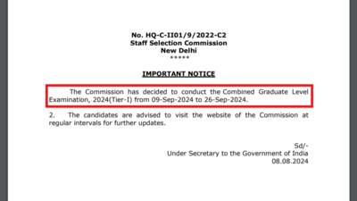 SSC CGL 2024 Tier 1 Exam date announced, admit cards expected in September first week: Check exam pattern, qualifying marks and more