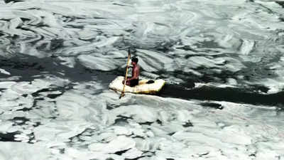 Water hyacinth and biomass trigger unseasonal froth in Yamuna