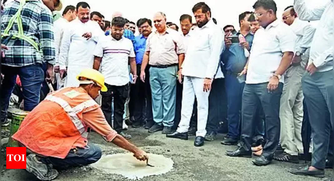 Nashik-Mumbai Motorway: CM Eknath Shinde oversees repair work on Nashik-Mumbai Motorway | Nashik News