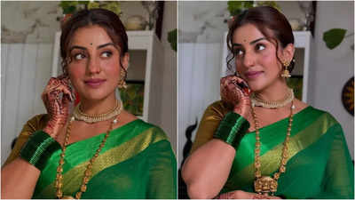 Pics; Akshara Singh wows fans with stunning green saree look