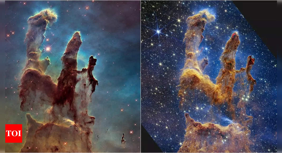 NASA shares stunning visuals of 3D ‘Pillars of Creation’ by James Webb Telescope | – Times of India