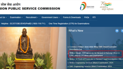 UPSC ESIC Nursing Officer Result 2024 declared: Check direct link here