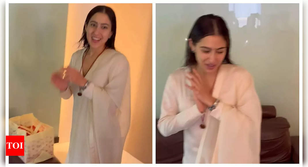 Sara Ali Khan celebrates her birthday with the paparazzi – WATCH | Hindi Movie News